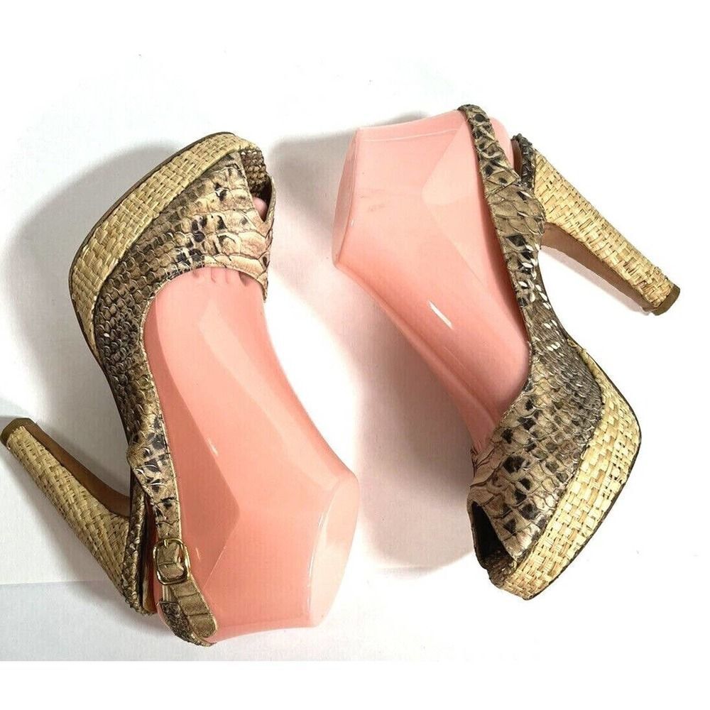 Stuart Weitzman For Scoop Snake Platform Heels Sa… - image 8